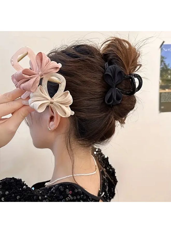 Black Bow Hair Clip For Braids Ponytails Buns Weddings Parties Casual Attire - Image 1